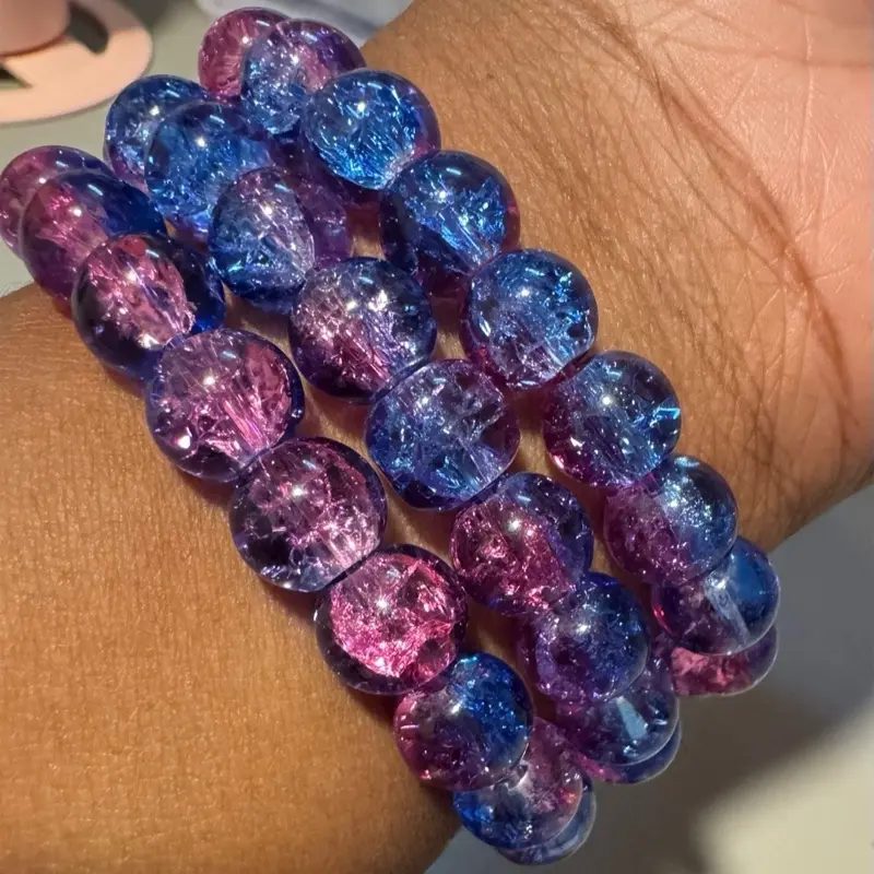 Crackle Glass Beads Size 10mm - Colorful Beads with Crackle Effect