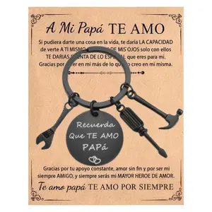 Dad Tool Keychain Set Stainless Steel Mini Hammer Wrench Screwdriver Engraved “Recuerda Que TE AMO PAPá” Father’s Day Gift 2026 Men Car Key Fashion Key Ring Durable Pendant Accessory