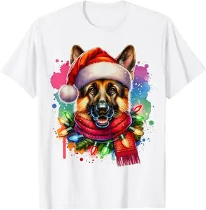 Christmas German Shepherd Xmas Shepherd Mom Dog Lover Womens T-Shirt