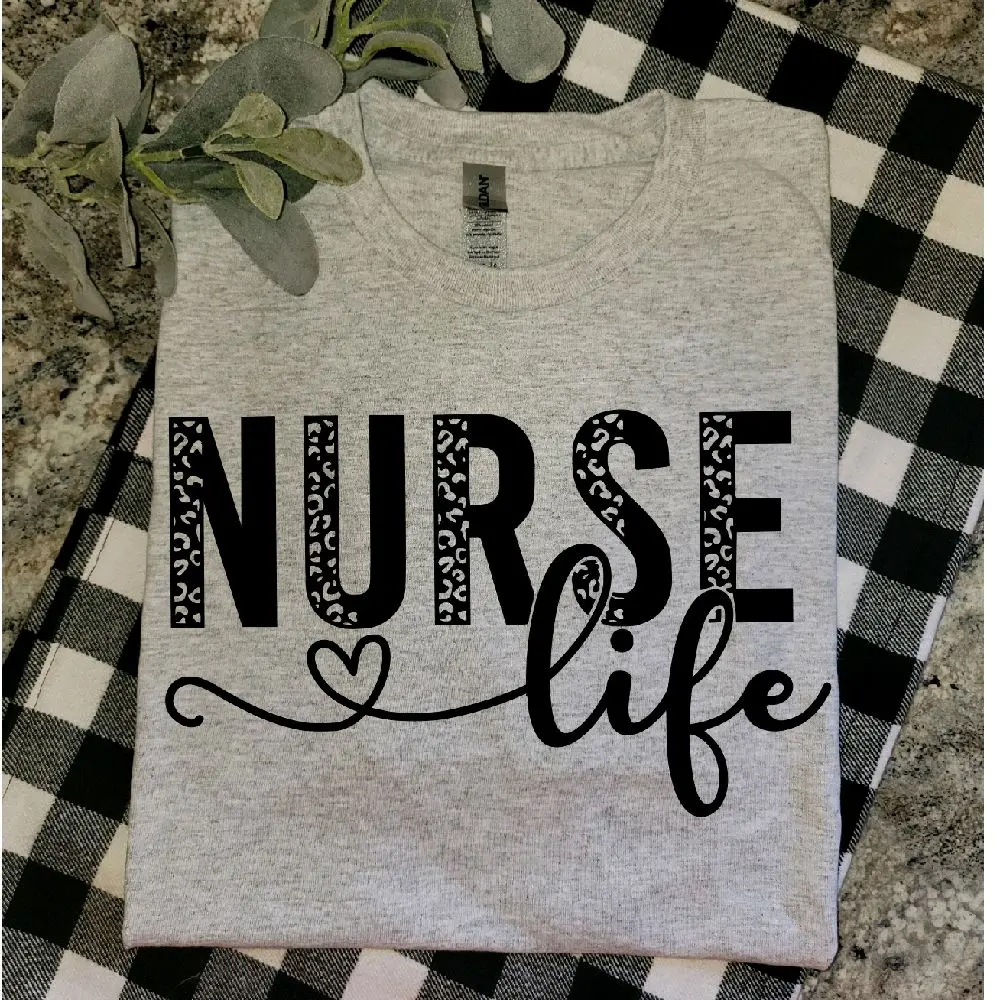 Cute scrub life popular nurse scrubs cheetah print tee