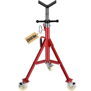fathersdaygift VEVOR Pipe Stand, V Head Pipe Jack Stand Adjustable Height 20-37 Inch, 2500LBS Pipe Jack Stands with Casters, Folding Portable Pipe Stands for 1/8 to 12 Inch Pipe Supporting