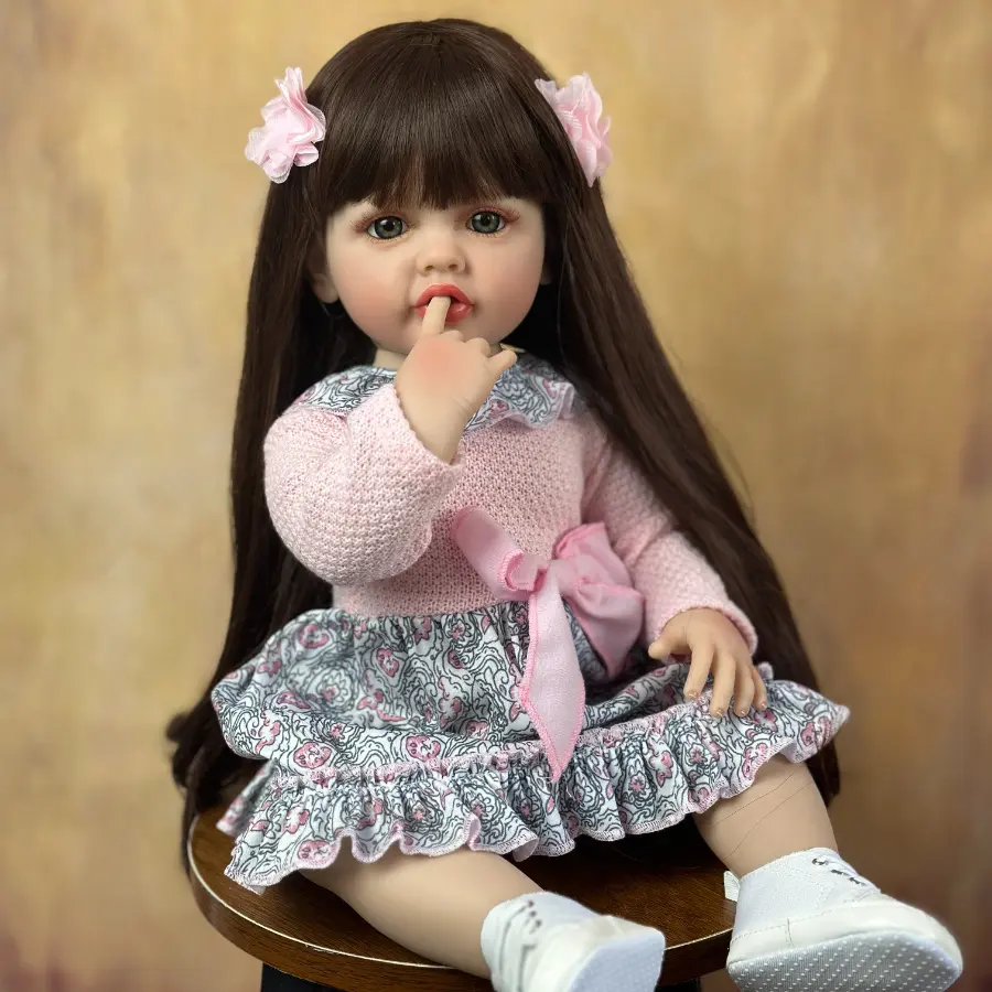 55cm Full Body Reborn Silicone Princess Doll, Posable Realistic Play Soft Doll, Birthday Present for Girls