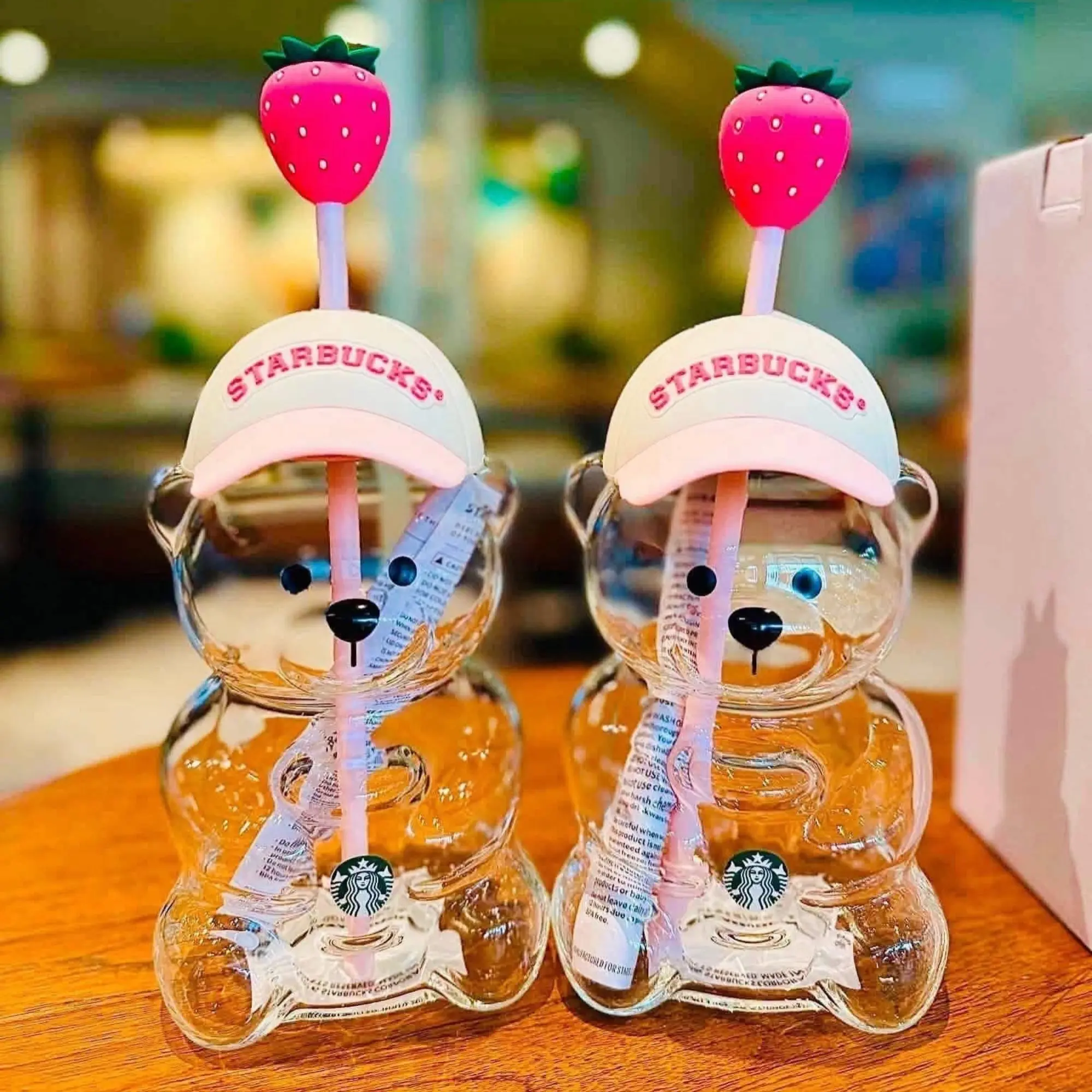 Strawberry Bear Limited 2026 Starbucks Tumblers Strawberry Bearista Bear Cup, Creative Cocktail & Soda Glassware, Gift for her