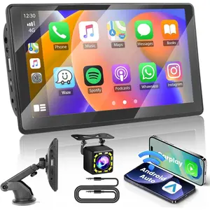 RIMOODY B600 7" IPS Carplay Touchscreen Retractable Car Mount Kit - Win CE OS, Wireless Sync, HD Video, Backup Camera Reverse View, Mirror Link, Bluetooth Handsfree, TF/USB Input, FM Transmitter, Car Screen Carplay Compatibility