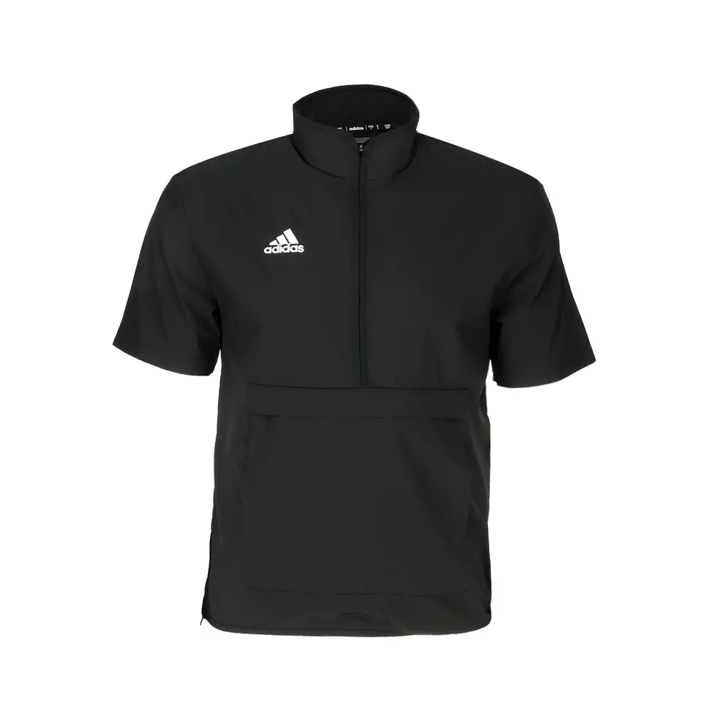 adidas Mens Coach Short Sleeve 14 Quarter Zip Athletic Outerwear Casual - Black