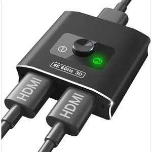 P-CGR05   HDMI Switch Splitter 4K@60hz, Aluminum HDMI 2.0 Switcher 2 in 1 Out, HDMI Splitter 1 in 2 Out, Bi-Directional Switch Support 4K 3D HDR for Xbox PS5/4/3 Blu-Ray Player Fire Stick Roku HDTV