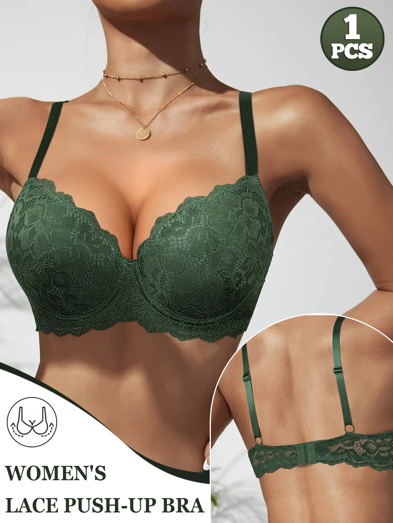 Mimilemon Women's Elegant Lace Push-Up Bra, Seamless Anti-Sagging Supportive Lingerie for Daily Wear or Special Occasions