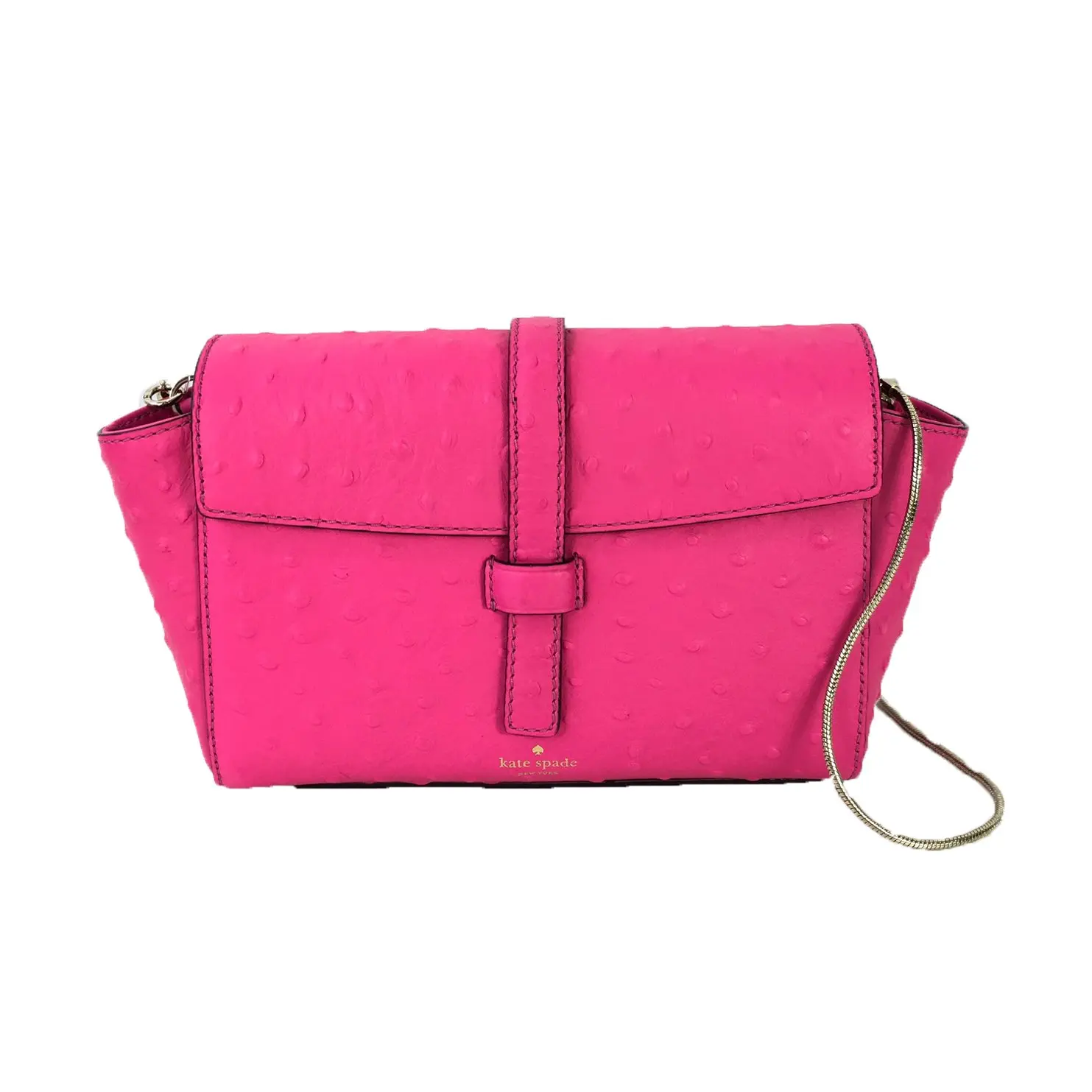 Kate Spade Emmie Riverside Street Crossbody Bag for Women, Elegant Ostrich-Embossed Leather in a Vibrant Radish Pink