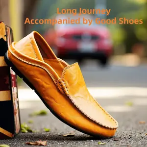 Men's Premium Genuine Leather Casual Slip on Loafers Breathable Driving Shoes Fashion Slipper Flat Classic Comfort NaVy Soft Lightweight Footwear loafers casual shoes for men everydat leathert shoes men