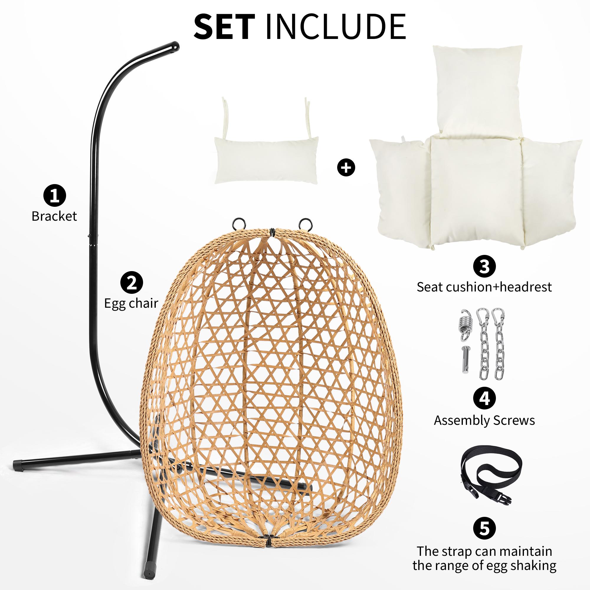 Boho Style Patio Swings with Stand- 350lbs Weight Capacity, Single Hanging Egg Chair with Cushions, Hammock Swing Chair for Bedroom, Balcony, Garden Boho Style Patio Swings with Stand- 350lbs Weight Capacity, Single Hanging Egg Chair with Cushions, Hammock Swing Chair for Bedroom, Balcony, Garden