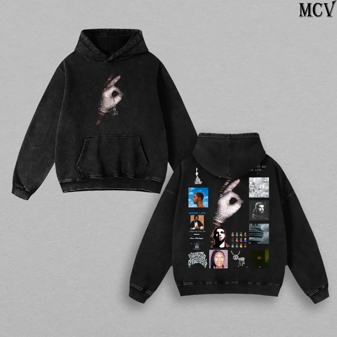 Vintage Drake Ice Man Album Graphic Washed Hoodie / T-Shirt, Retro Drizzy Frozen Bird Tracklist Heavy Cotton T-Shirt, Two Sided Oversized Washed Streetwear Shirt, Y2K Hip Hop Rap Fan Gift Tee for Men Women and Music Collectors T0N