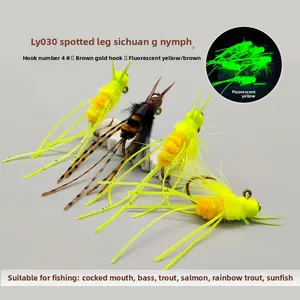 5-piece Spotted Legs Grindle Bug Jig 1.2g Fly Lure for Fly Fishing Bass Fishing Lure