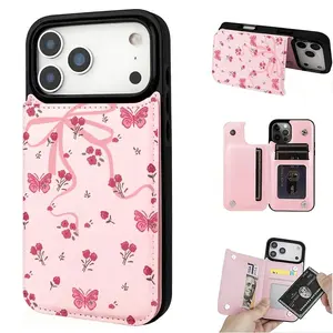 Phone case: Bow/wallet style card case, credit card slot phone case, cute style, fashionable magnetic zero money bag protective case, suitable for iPhone 17/16/15/14/13/12/Pro/ProMax/Plus/Air series, birthday gift, holiday gift, couple phone case