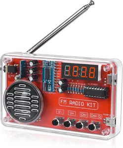 Portable soldering Kit,   Soldering FM Radio Project  87-108MHz with Headphone Jack LED Display Automatic Station Search for High School Education Soldering Practice Creative project kit practice kit Audio