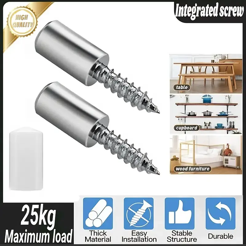 【20 PCS】Bolt Kit,Self-tapping,Suitable for wooden cabinets, bookshelves, and storage racks - Zinc alloy shelf support nails anchor Mounting Kit drilling self Mount Pegboard Kit Button Head Bolts Stainless Side Steps Kit