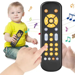Baby TV Remote Control Toy 6 Month+, Toddler Realistic Remote Toy with Sound and Light, Early Educational Music Toys with 3 Languages English French Spanish for Infant Boys Girls 6 12 18 months