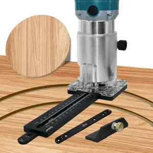 Woodworking Circle Cutting Jig, Slotting Base with Fence for Electric Trimming Machine, Wood Router Milling Bakelite Slotting Guide