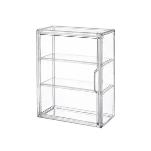 BOHOIDEE 3 Tiers Clear Display Case for Figures, Acrylic Storage Organizers Box with Magnetic Door, Wall-Mounted Dustproof Showcase for Collectibles Action Figure