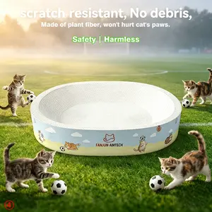 【SummerVibes】Shatter-Resistant Plant Fiber Cat Scratcher Board, No-Scrap Spacious Oval Cartoon Print Lounge, Anti-Slip Play & Sleep Spot, Pet Supplies for Cat Lovers #SummerVibes,summervibes