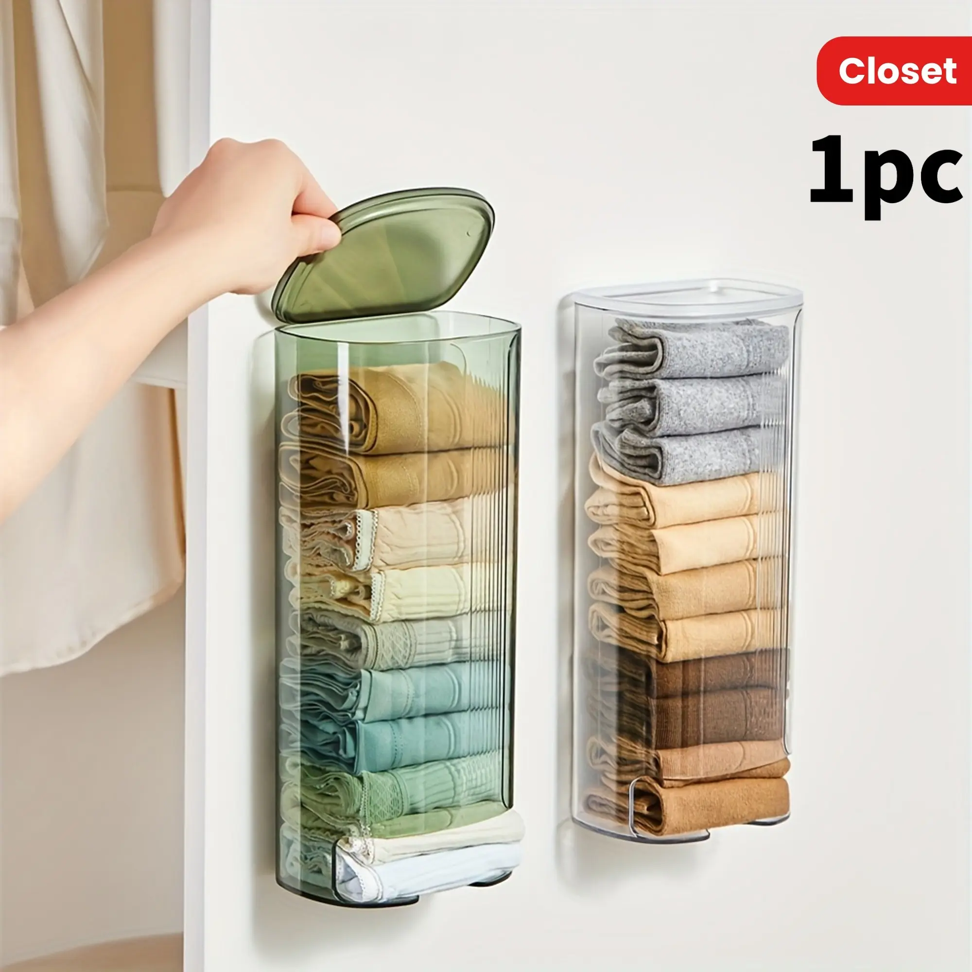 1pc Wall-Mounted Underwear & Sock Durable Storage Organizer - No-Drill, Easy-Install Plastic Storage Box with Drawer-Style Design for Home Organization, Closet Space Saving, Accessory Storage, Dustproof Storage Box