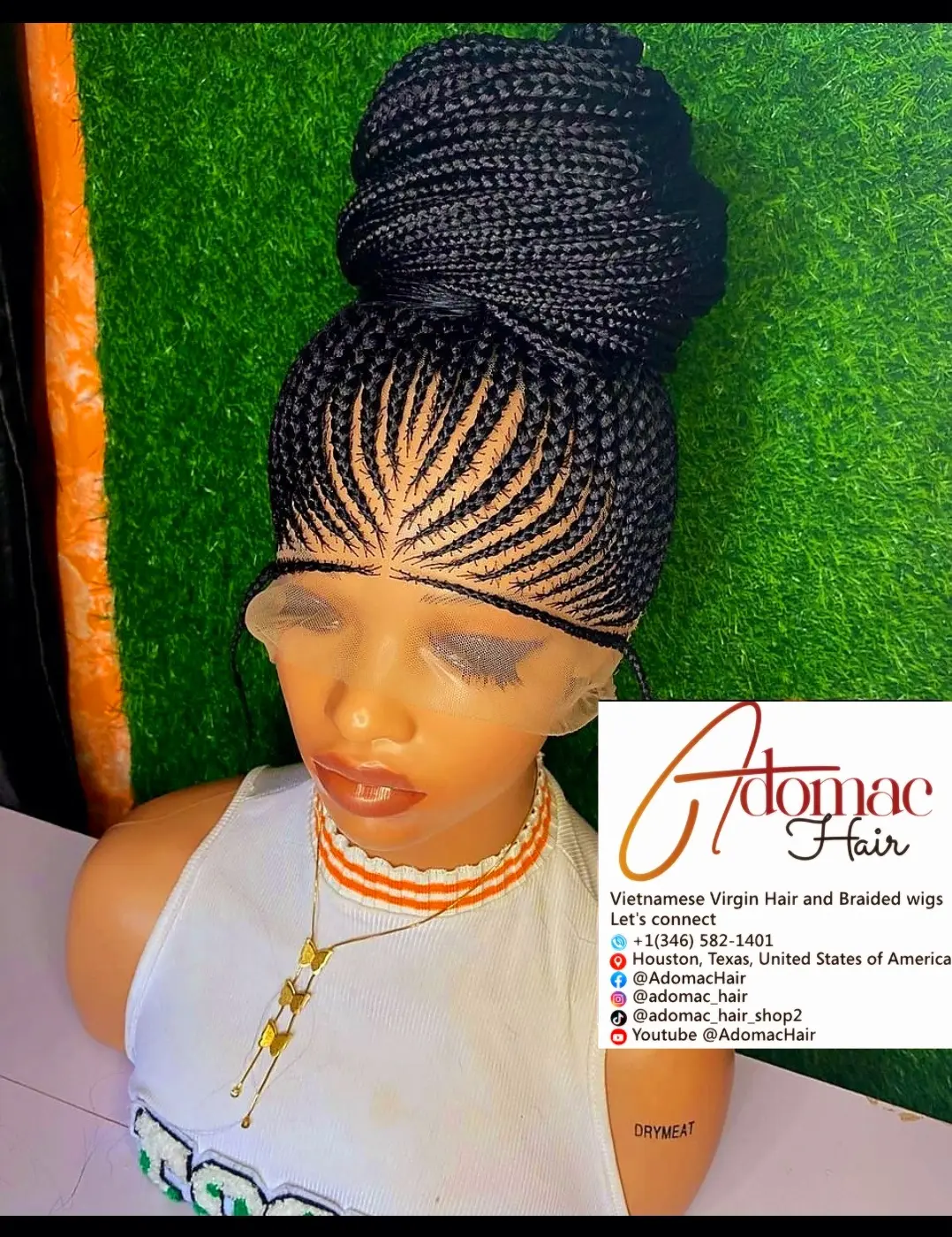 Black and Brown 36inches 360 full lace  ponytail Braided Wig 004 - Luxury Braided Wig Style with Easy Styling & Comfortable Design for a Distinctive Look