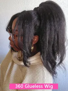 [360 Glueless Wig] Bling Hair 180 Density Kinky Straight 360 Glueless Wigs Human Hair Brazilian 32 34 Inch Yaki Straight 13x6 HD Lace Frontal Wig Preplucked