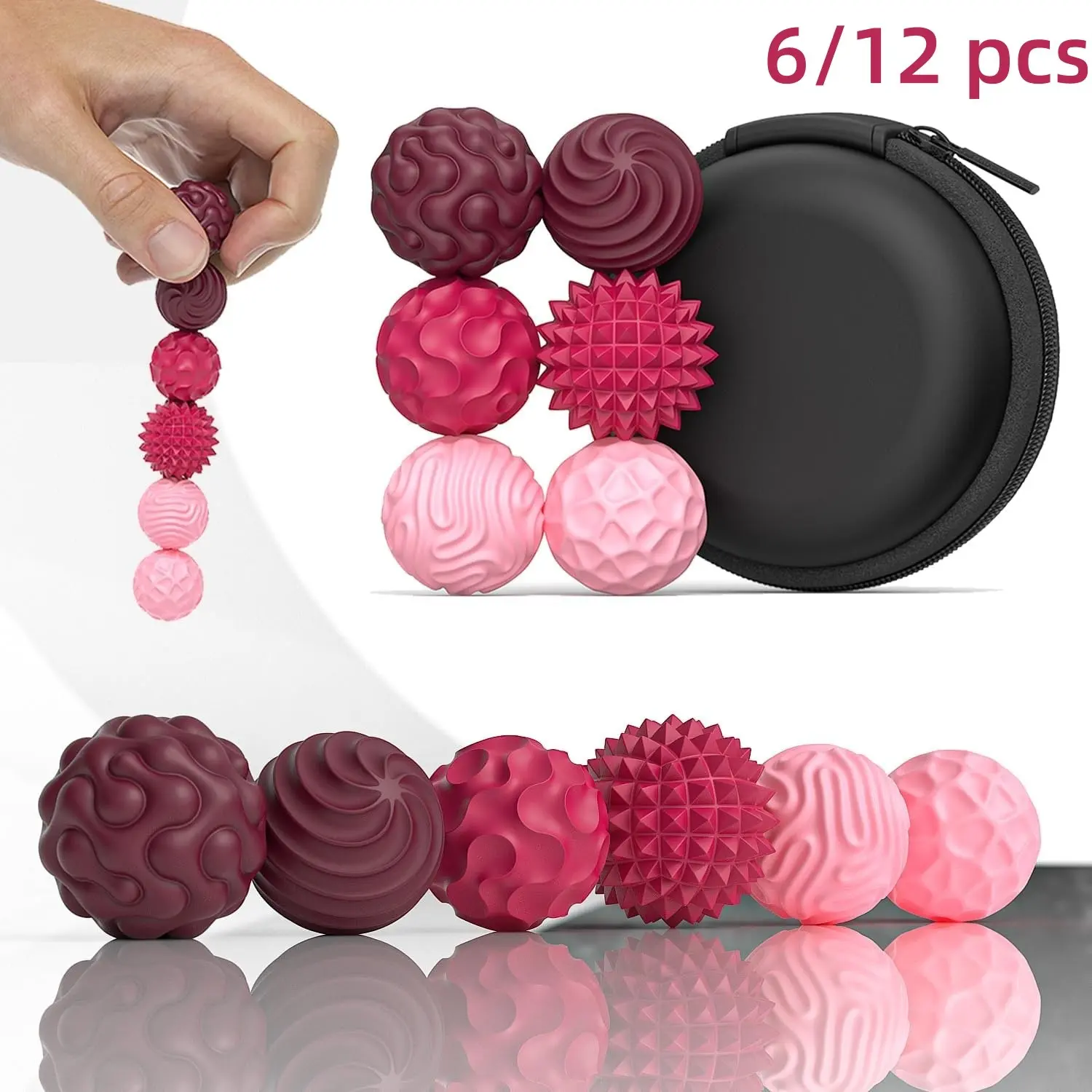 Fidget for Adults,Silicone Magnetic Fidget Balls Set, 6-Count Stress Relief Toys, Stress Relief Tools, Stress Relief Gadgets for Autism & Adhd, Spiky Sensory Stress Reliever Travel Gifts for Teens & Adults