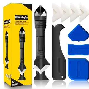 Silicone Caulking Tools-3 in 1 Sealant Finishing Tool Grout Remove Scraper (Stainless Steelhead),Caulk Remover Adhesive removal Glass Glue Angle Scraper for Bathroom,Kitchen,Floor,Window,Sink Joint,Frames Seal