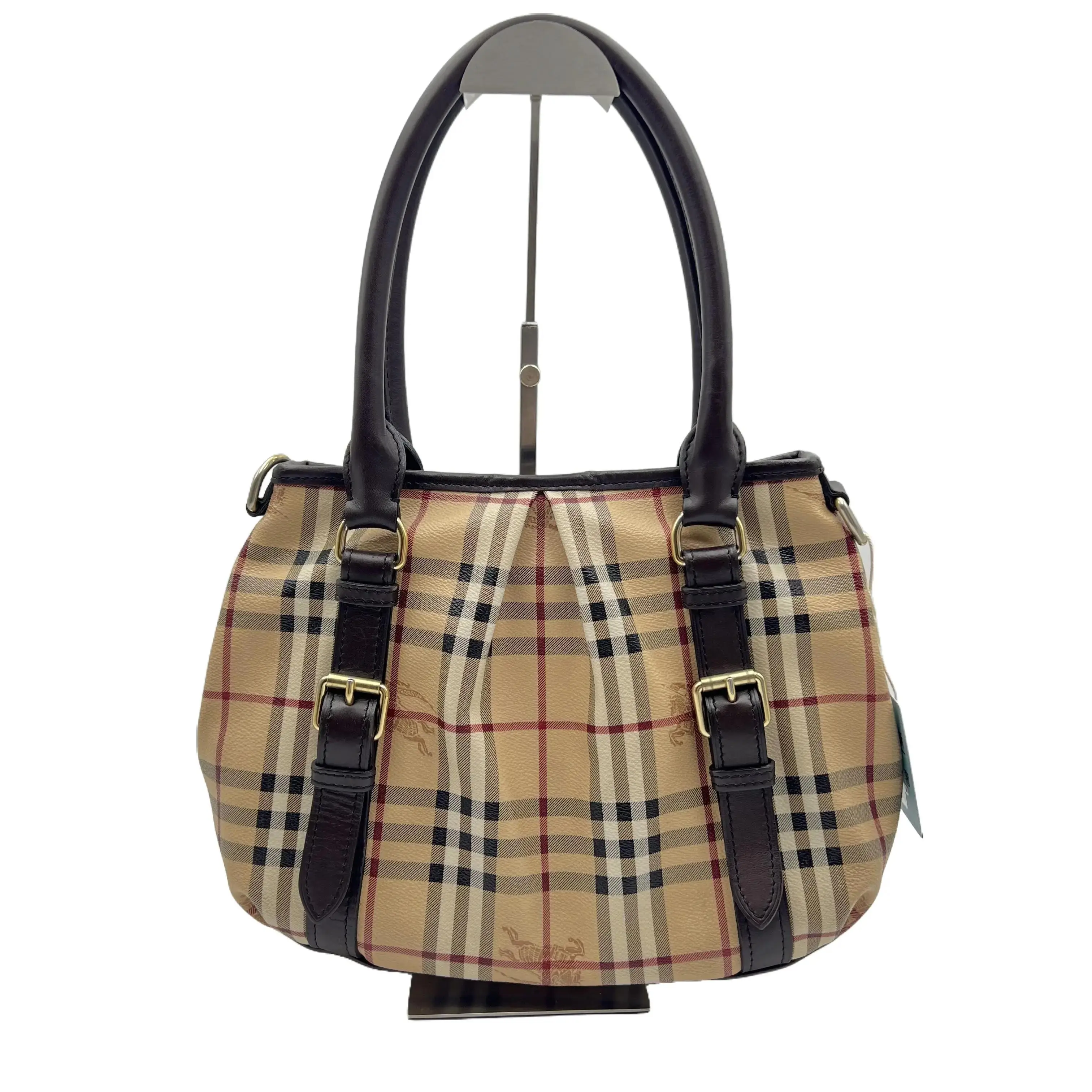Pre-owned BURBERRY HZ9 Classic Equestrian Knight Check Dumpling Bag 61725