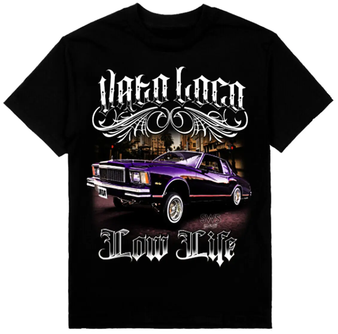 Vato Loco Low Rider Monte Carlo, Chicano clothing T-Shirt, Cotton Fabric Menswear Top S-3XL