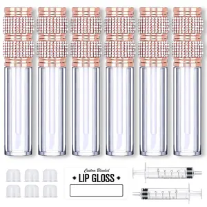 5ml Lip Gloss Tubes with Wand 6 Packs Empty Rhinestone Lip Gloss Containers Lipgloss Bottles  Lip Gloss Supplies Kit with  for DIY Lip Gloss Base