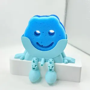 Cute Fun Drainage Smiley Sponge Holder with Drain Holes Legs, 2026 New Creative 3D Printed Dish Sponge Storage Rack, Kitchen Sink Counter Organizer, Kitchen Cleaning Supplies, Cleaning Products