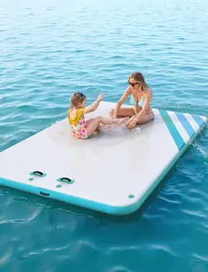 Garvee Inflatable Floating Dock Air Floating Dock Platform Island Raft with Rope Ladder, Non-slip Surface, Water Platform for Pool, Beach, Ocean