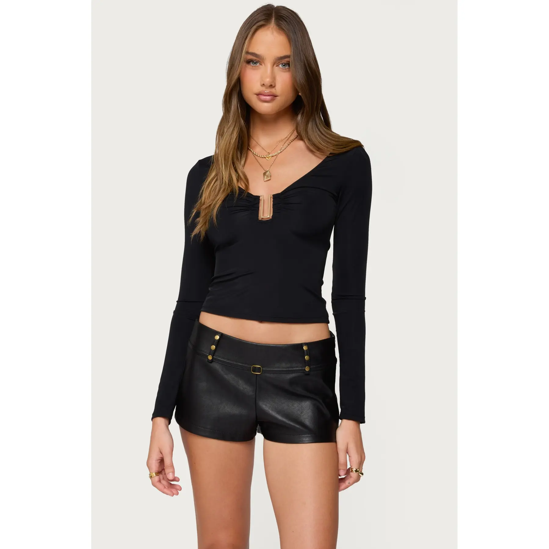 Soria Ruched Cut Out Top