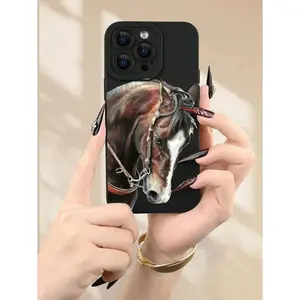 Apple 1pc Creative Low-Poly Horse Printed 2D Pattern Phone Case, Stylish Animal Aesthetic Design, Suitable For Birthday, Christmas, New Year Gifts. Matte Soft Protective Cover Compatible With Iphone 16/15/14/13/12/11/Pro/ProMax/X/XR/XS/XSMAX/7/8/PLUS