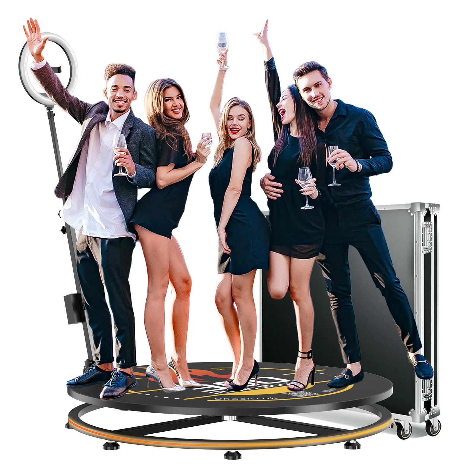 27 32 40 Inch Cost Down+Flight Case OHYEAHSPIN360 Photo Booth Machine with Flight Case,APP Remote Control Automatic Slow Motion 360 Spin Camera Booth