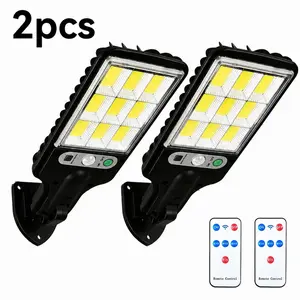 2/4 Pack 120 LED Solar Street Lights Outdoor Christmas Decor Remote Control IP65 Motion Sensor Security Wall Light with 3 Modes for Garden Street Deck Yard Garage Patio,Hanging,Ornaments,Christmas outdoor decoration,Black Friday