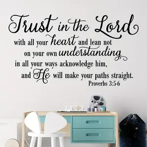 1pc creative letter wall stickers, with the inspiring slogan of "Wholeheartedly Believe in the Lord", are detachable self-adhesive wall stickers for bedrooms, foyers, living rooms, porches and home decoration that can be reused, Decal Sticker, Decorative