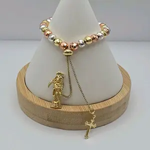 The Grim Reaper/La Santa Muerte Fashion Bracelet Three Colors Adjustable with Cross Fancy Design Gold-Plated Jewelry