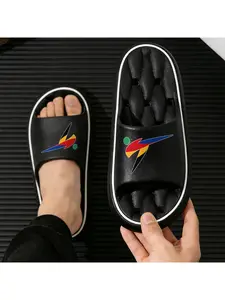 Lightweight Non Slip Summer Beach Slippers with Dynamic Abstract Sports Pattern Quick Drying Comfortable EVA Flip Flops for Men Women Indoor Outdoor Casual Wear Vacation Sandals