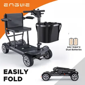 【Mother's Day Gift】ENGWE Ease Series Folding 4 Wheel Mobility Scooter 15/24/12.4 Miles Range 250W/270W Electric Powered with Detachable Basket Front Light for Seniors Adults Manufacturer Warranty,UL 2272 Certified