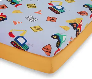 Everyday Kids 2 Pack Fitted Crib Sheet, 100% Soft Breathable Microfiber its Standard Size Crib Mattress 28in x 52in-Under Construction