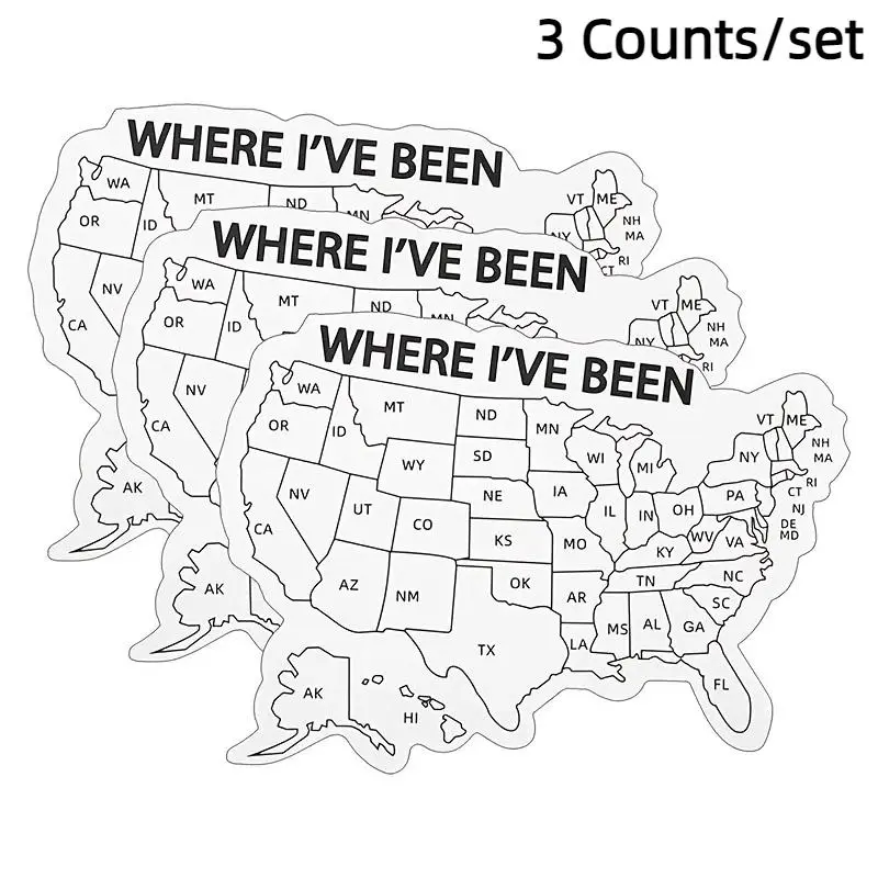 3 Counts Colorable Adhesive Us Map Markers Customizable Decals Stickers Personalize Stickers for Travel Memories, Perfect for Car Trunks, Water Bottles, and Laptops, Custom Decal, Decal Set, Self Adhesive Stickers