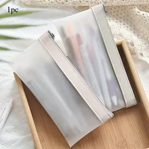 Creative Cute Frosted Translucent Pencil Case School Student  Zipper Pencil Bag Pencil Pouch Stationery Organizer Stationery Supplies