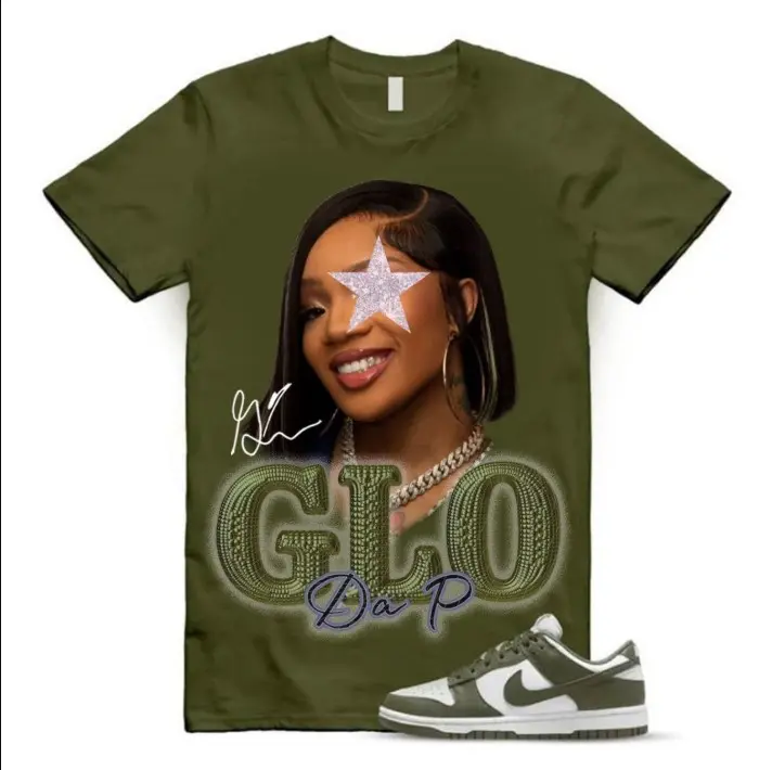 Dunk Low Olive Green match Sneaker Match Tee Olive "GloRilla"