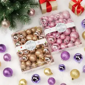 42 Christmas Balls Tree Decorations, Various Colors, Plastic, Shatterproof, Holiday Party Supplies, Classic Festive Ornaments