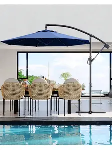 10 FT Patio Cantilever Umbrella, Outdoor Offset Umbrella With Easy Tilt Adjustment, 8 Ribs, UV Protection For Backyard, Lawn, Garden And Poolside