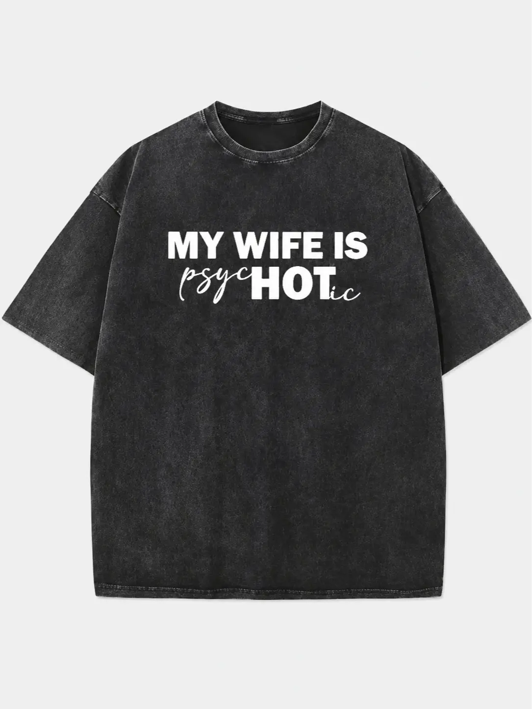 Men's 100% Cotton Vintage Washed Oversized Short-Sleeve T-Shirt - Psych-Themed Funny Meme Garment, Unisex Simple Streetwear Tee for Daily Wear, Ideal for Husbands