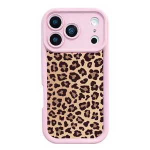 Cute Pink Leopard Pattern Phone Case for iPhone 17 Air 16 15 Pro Max 14 Plus 13 12 11 Shockproof Drop-Proof Full Coverage Camera Protection Soft Protective Cover Aesthetic Girl Style Gift TYJT260415009 Military Grade Rotating
