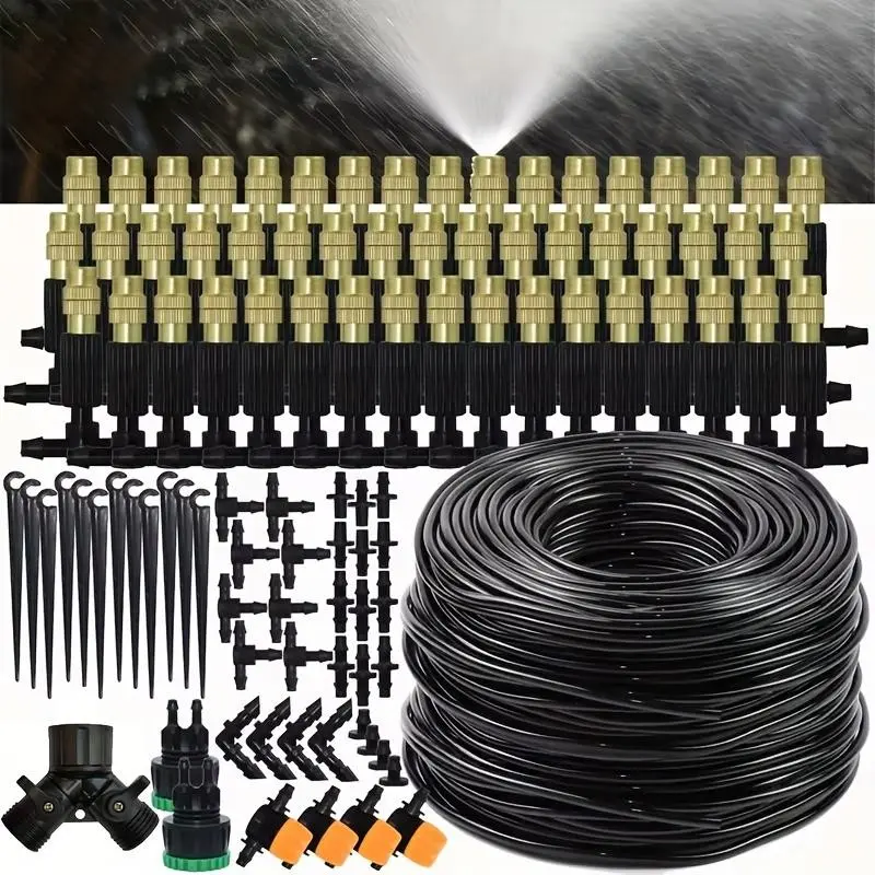 [Drip Irrigation Kit] Automatic Drip Irrigation Kit for Garden-4/7mm | garden watering system equipped with brass atomizing nozzle, suitable for lawns, potted plants and greenhouses, lawn automatic drip system, potted plant greenhouse